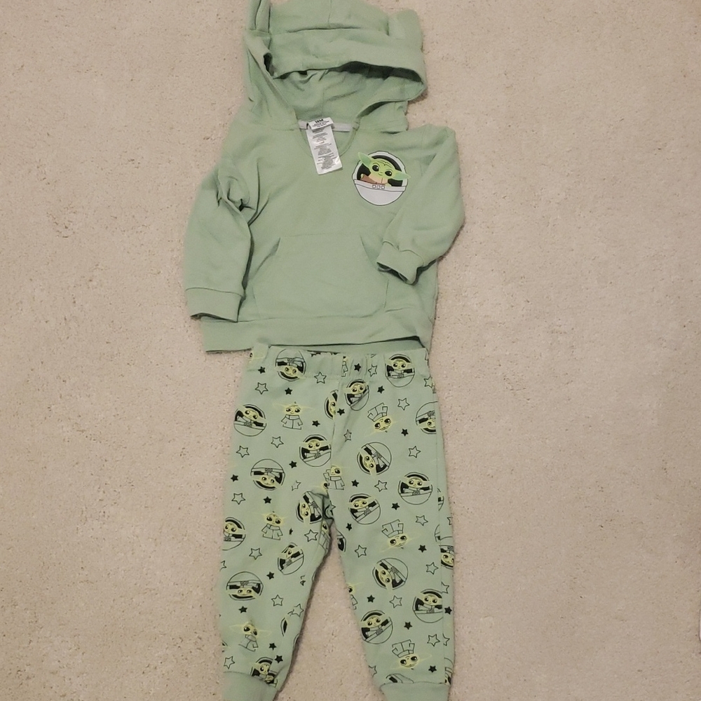 Green Baby Yoda Hoodie and Pants Set